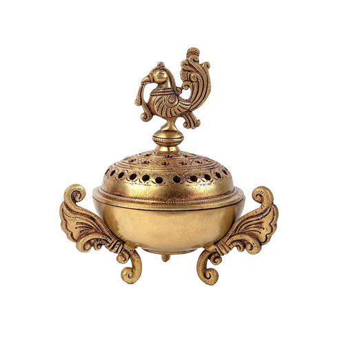 Brass Peacock Design Incense Burner 1200 Grams
