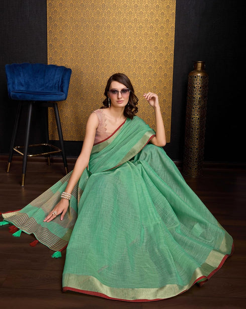 Vasthrlay Women's Cotton Unstitched Blouse Saree