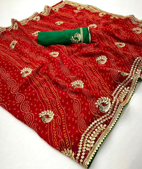 Vasthrlay Georgette Bandhani Embroidery