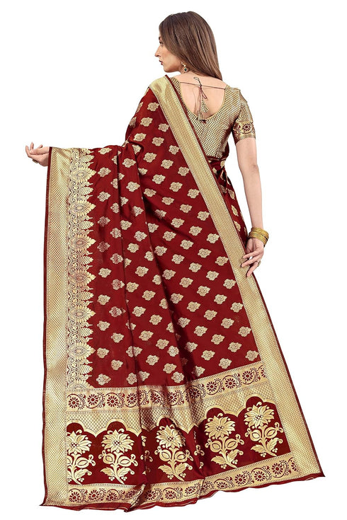 Vasthrlay Banarasi Gs Bridal Maroon Ethnic Wear