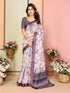Vasthrlay Brown Printed Unstitched Saree