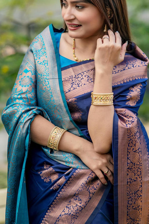 Vasthrlay Kanjivaram Unstitched Piece Blue