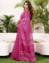 Vasthrlay Womens Printed Pink1 Saree With Unstitched Blouse Piece