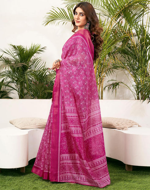 Vasthrlay Womens Printed Unstitched Green Saree