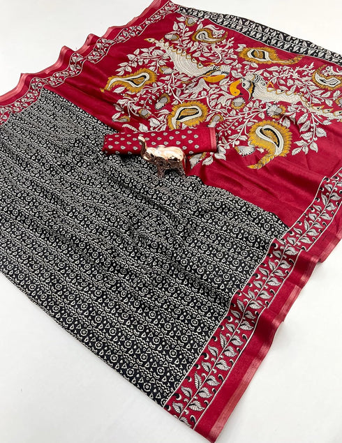 Vasthrlay Kalamkari Beautiful Navy Blue