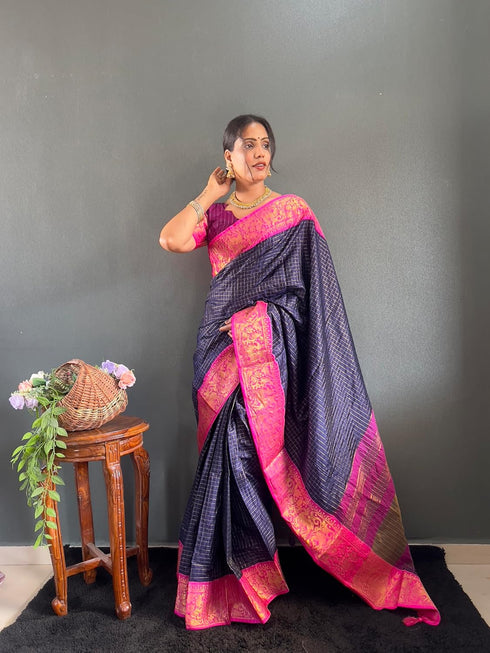 Vasthrlay Kanjivaram Traditional Contrast Included