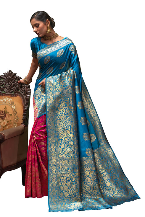 Vasthrlay Magenta Banarasi Saree