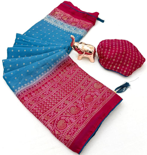 Vasthrlay Georgette Contrast Darkblue