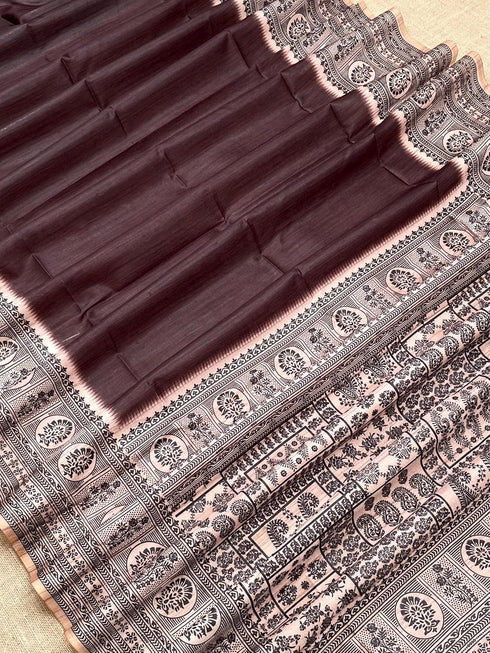 Vasthrlay Tussar Saree Kalamkari