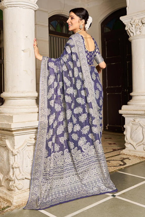 Vasthrlay Women's Lucknowi Chikankari Cotton Saree