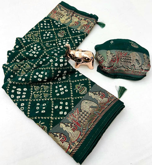 Vasthrlay Bandhani Georgette Kalamkari