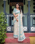Vasthrlay Turquoise Floral Embroidered Saree