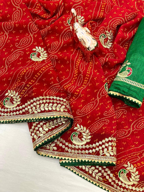 Vasthrlay Georgette Bandhani Embroidery
