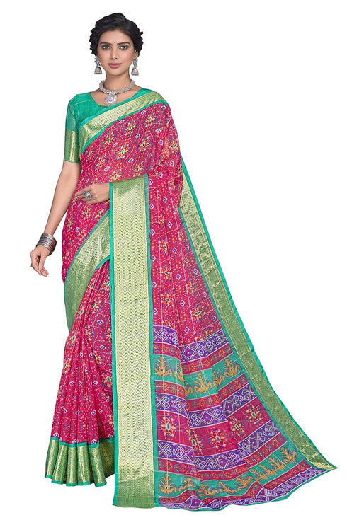 Vasthrlay Organza Bandhani Green Ethnic Wear