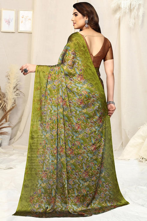 Vasthrlay Fashion Chiffon Georgette Beige Ethnic Wear