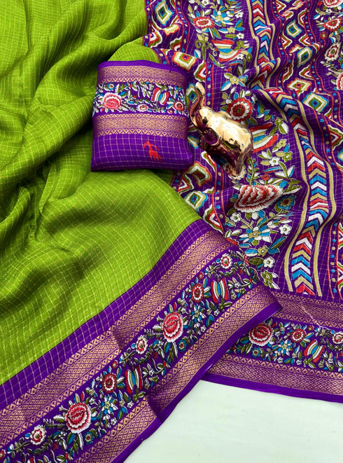 Vasthrlay Kalamkari Contrast Royalblue