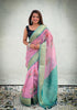 Vasthrlay Kanjivaram Organza Kalamkari Cream Purple Ethnic Wear