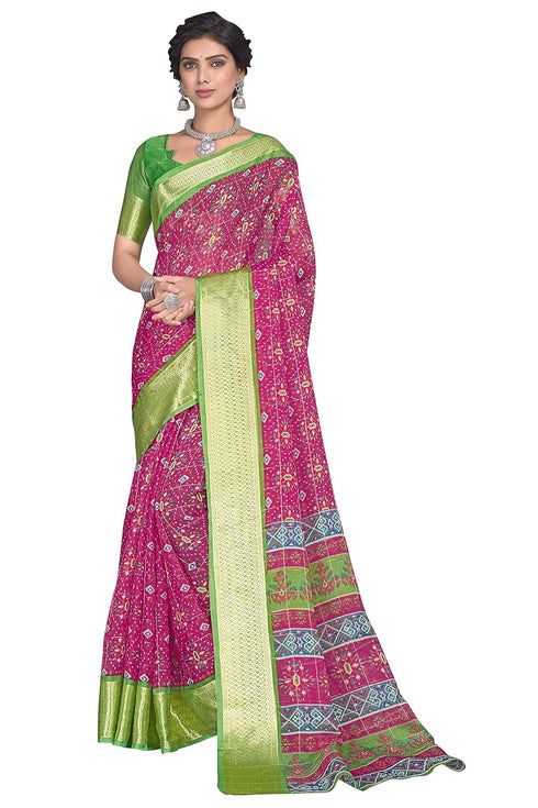 Vasthrlay Organza Bandhani Green Ethnic Wear
