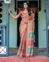 Vasthrlay Handloom Cotton Turquoise Saree