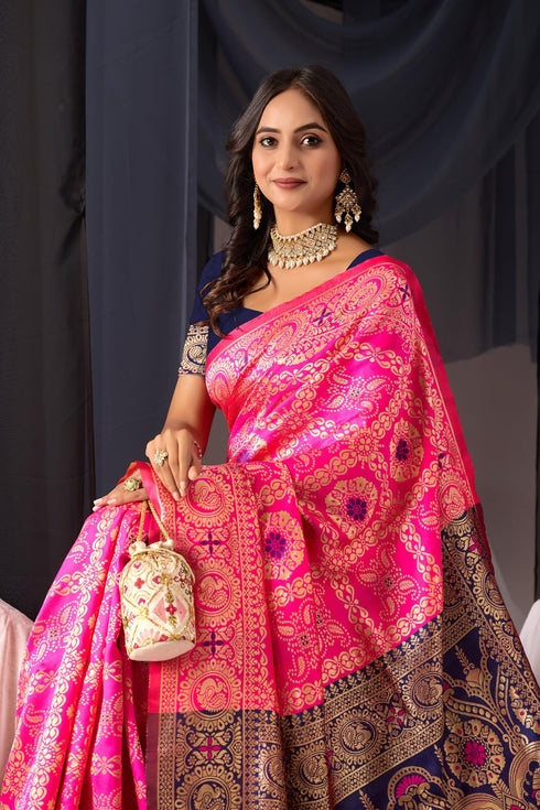 Vasthrlay Pink Silk Saree