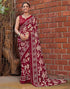 Vasthrlay Georgette Printed Unstitched Maroon Saree