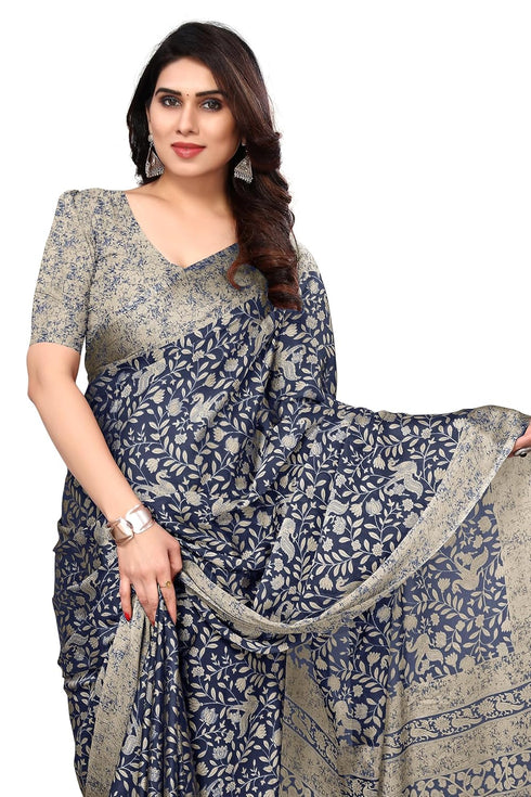 Vasthrlay Fashion Chiffon Georgette Teal Ethnic Wear