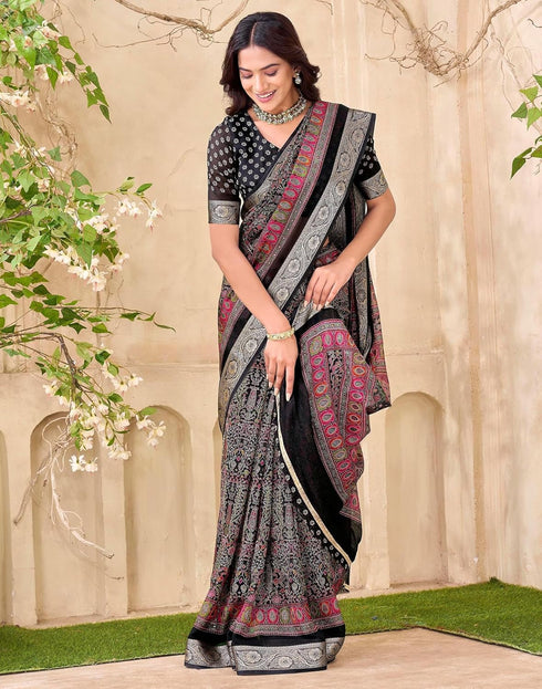 Vasthrlay Georgette Printed Unstitched Red Saree