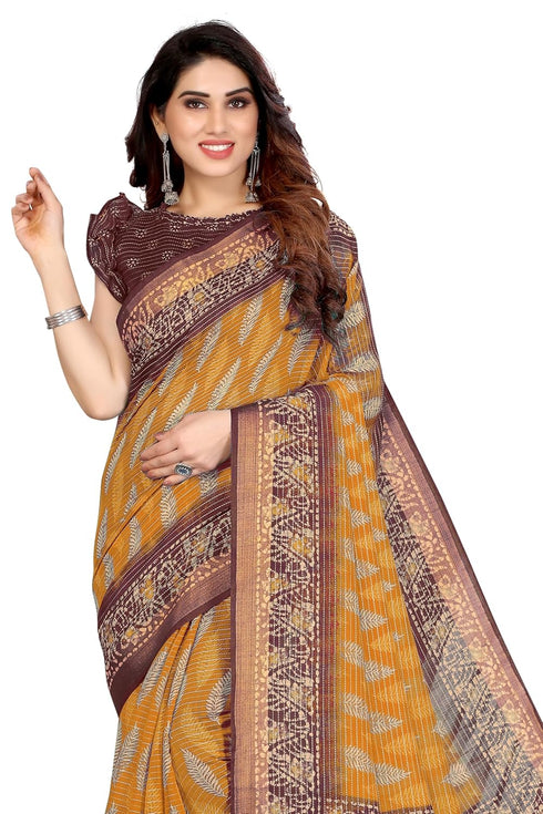Vasthrlay Fashion Printed Mustard Ethnic Wear