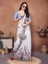 Vasthrlay White1 Womens Linen Ready To Wear Saree