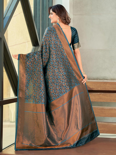 Vasthrlay Kanjivaram Satin Orange Ethnic Wear