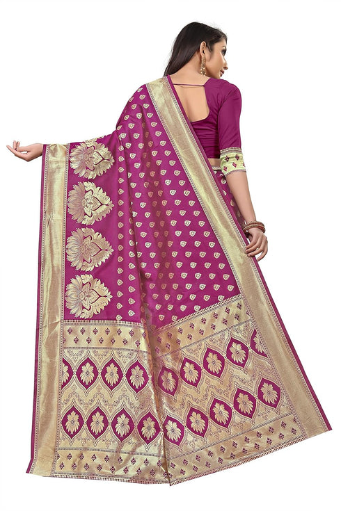 VasthrlayMaroon Woven Kanjivaram Blend Saree