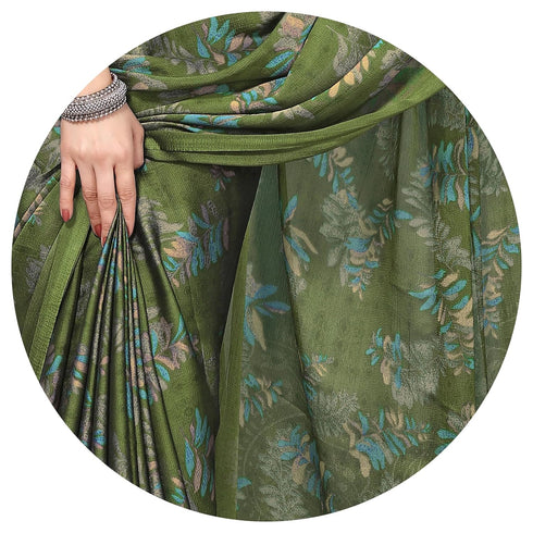 Vasthrlay Fashion Chiffon Turquoise Ethnic Wear