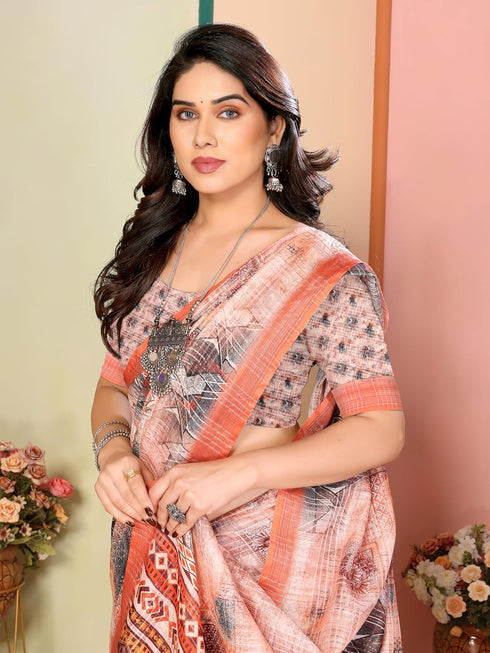 Vasthrlay Digital Unstitched Dumbbell Red Free Ethnic Wear