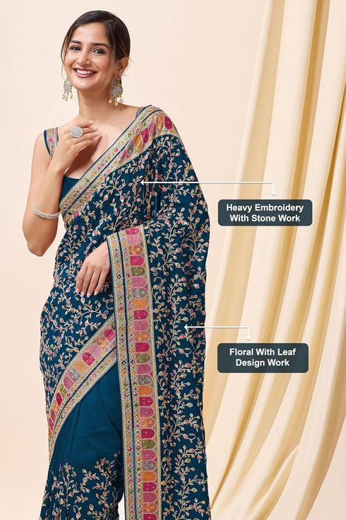 Vasthrlay Vichitra Embroidery Pink Ethnic Wear