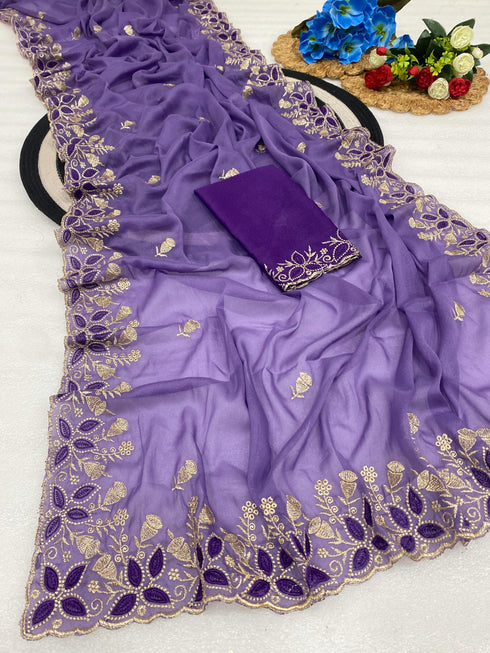 Vasthrlay Pink Embroidery Saree
