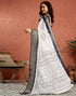 Vasthrlay Womens Printed White And Black Saree With Unstitched Blouse Piece