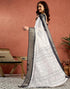 Vasthrlay Womens Printed Unstitched White Saree
