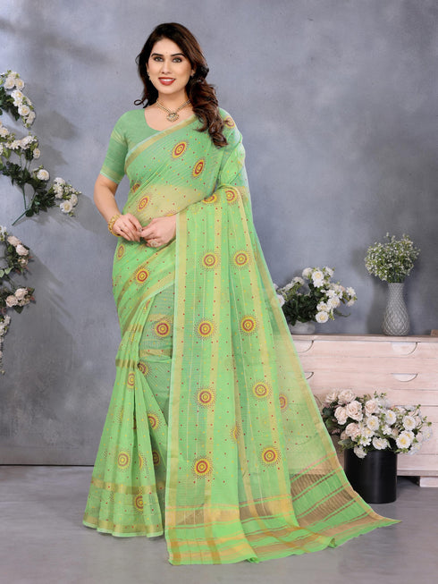 Vasthrlay Orange Unstitched Saree