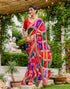 Vasthrlay Georgette Embroidery Unstitched Red Saree