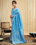 Vasthrlay Womens Banarasi Jacquard Sky Blue Saree With Unstitched Blouse Piece
