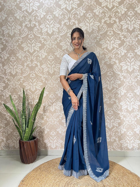 Vasthrlay Georgette Embellishments Embroidered Traditional