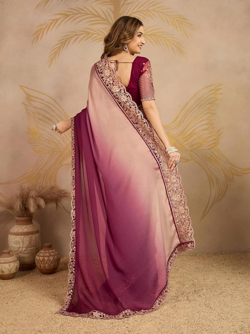 Vasthrlay Chiffon Embroidery Unstitched Turquoise Ethnic Wear