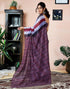Vasthrlay Printed Chanderi Black And Maroon Saree With Unstitched Blouse Piece