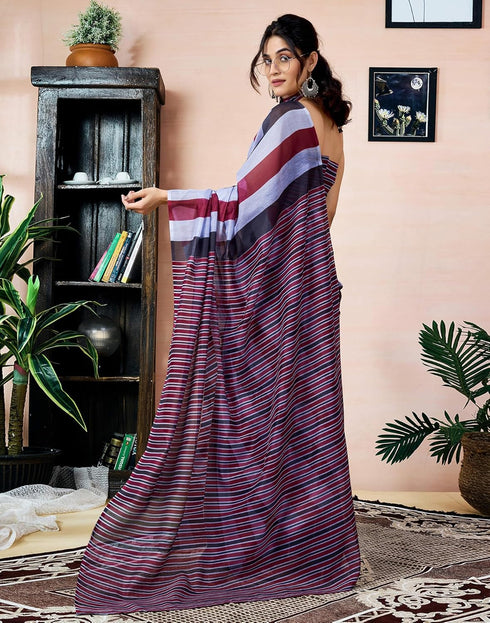Vasthrlay Printed Chanderi Unstitched Teal Saree