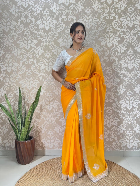 Vasthrlay Georgette Embellishments Embroidered Traditional