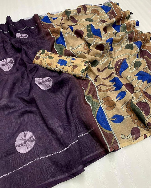Vasthrlay Cotton Kalamkari Border Matching