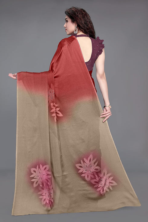 Vasthrlay Fashion Chiffon Printed Grey Ethnic Wear