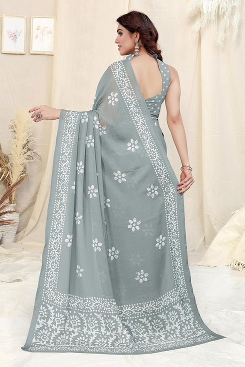 Vasthrlay Fashion Chiffon Printed Parrot Ethnic Wear