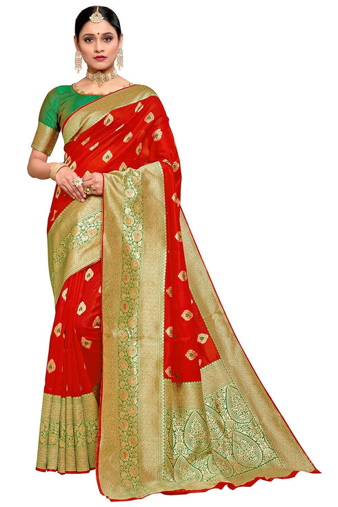 Vasthrlay Banarasi Blouse Red Ethnic Wear