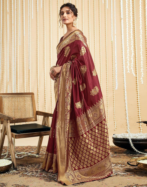 Vasthrlay Womens Banarasi Jacquard Sky Blue Saree